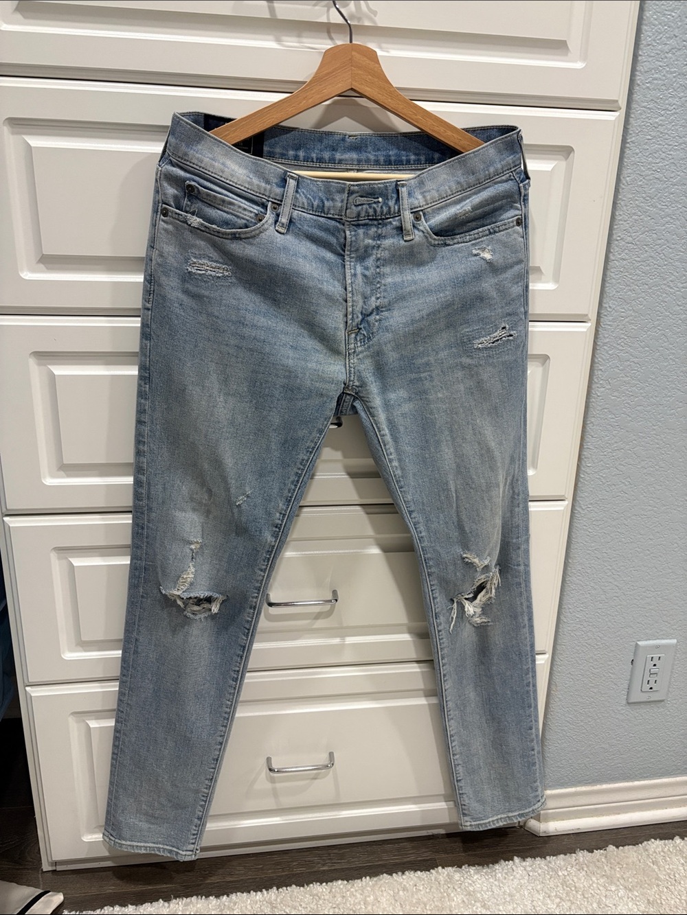Abercrombie & Fitch Light Wash Distressed Skinny Jeans